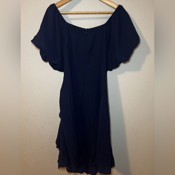 SAMPEEL Women's Summer Dress – Square Neck Puff Sleeve Tie Waist Short, Blue XXL - Picture 5 of 6